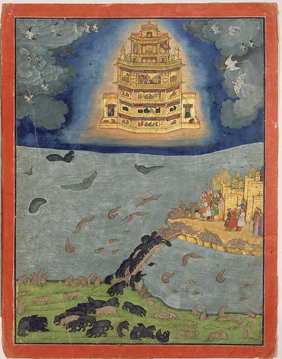 Пушпака вимана летает в небе. Вимана — это мифологический летный дворец или колесница, описанная в индуистских текстах и ​​санскритских эпосах. Была ли идея вдохновлена ​​наблюдениями НЛО?