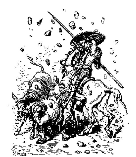 Иллюстрация дождя камней из «Дон Кихота».
