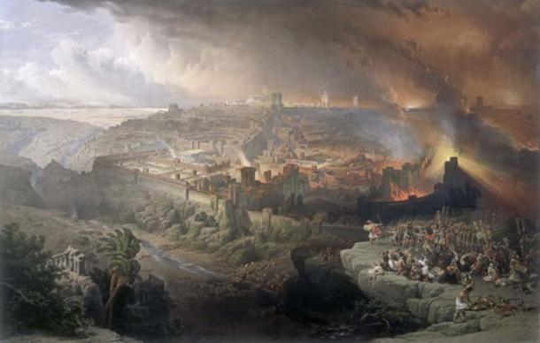 Осада и разрушение Иерусалима римлянами под командованием Тита, А. 70. Художник: Дэвид Робертс, c. 1850 г. н.э.