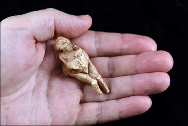 Исключительно редкая Венера сделана из бивня мамонта, и она изображает жирную, возможно беременную женщину, с большим животом и бюстом.